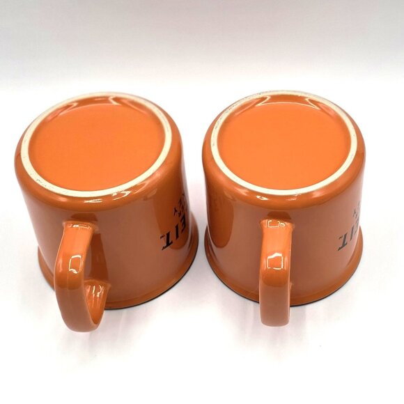 BULLEIT FRONTIER WHISKEY MUGS X2 Bourbon Campfire Orange Ceramic Coffee Camping - Picture 6 of 8